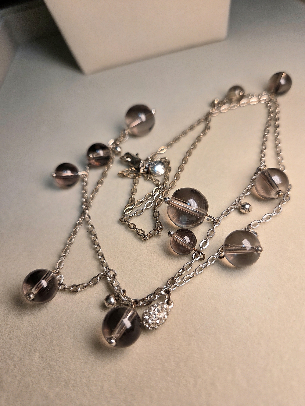 J. Crew Silver Glass Beads Necklace